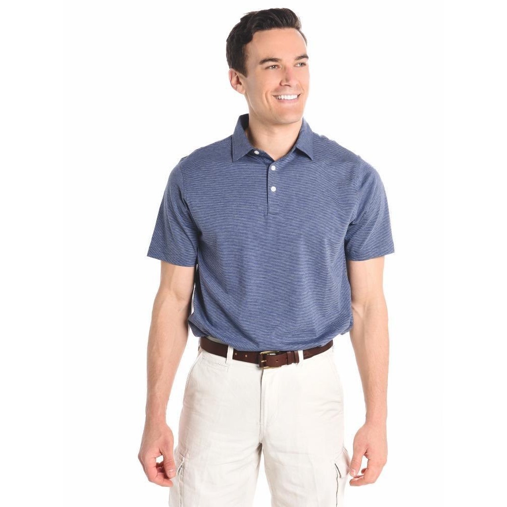 Peter Millar Crown Soft Blue White Stripe Pima Cotton Silk Polo Shirt L Preppy